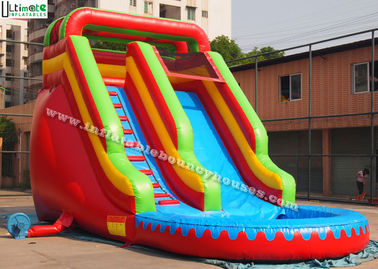 आवासीय के लिए लाल वाणिज्यिक ग्रेड Inflatable उछाल हाउस पानी स्लाइड